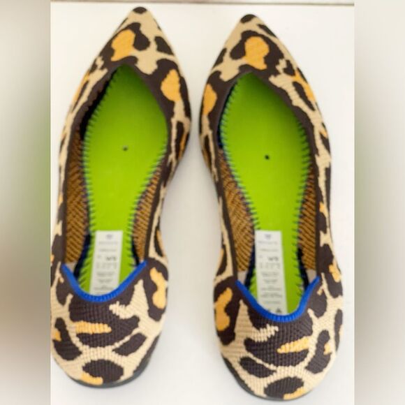 Rothy's The Point Big Cat Leopard Printed Fabric Pointy Toe Ballet Flats 9 - Picture 7 of 11